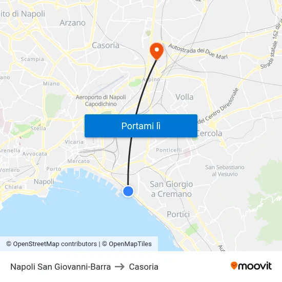 Napoli San Giovanni-Barra to Casoria map