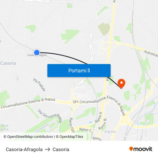 Casoria-Afragola to Casoria map