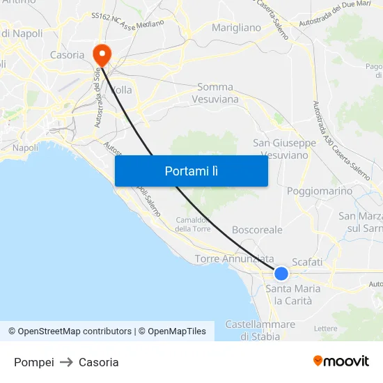 Pompei to Casoria map