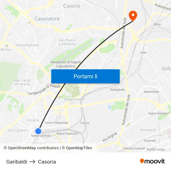Garibaldi to Casoria map