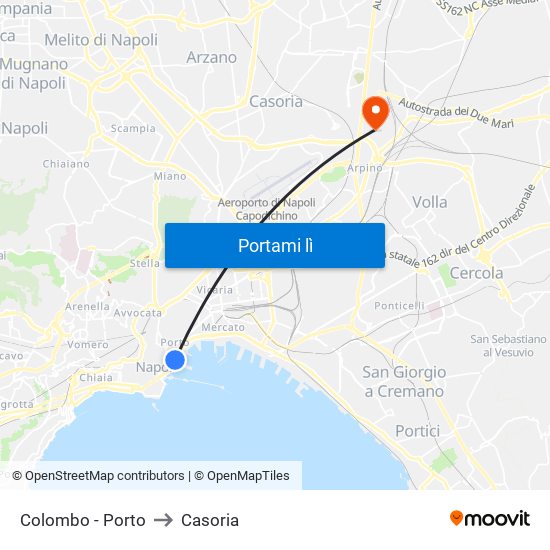 Colombo - Porto to Casoria map