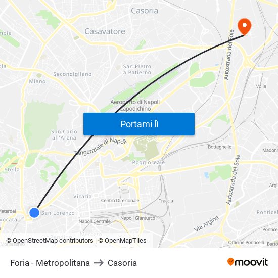 Foria - Metropolitana to Casoria map