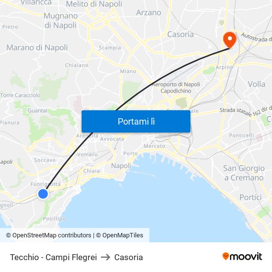 Tecchio - Campi Flegrei to Casoria map
