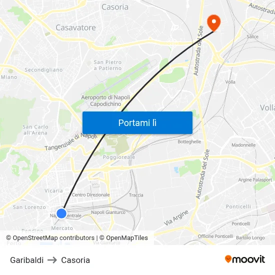 Garibaldi to Casoria map