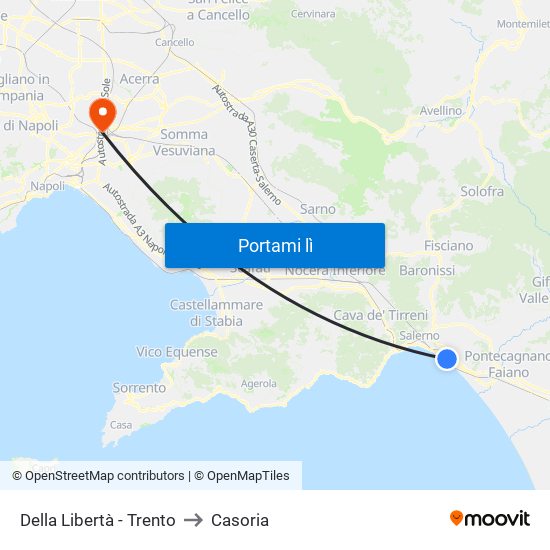Della Libertà - Trento to Casoria map