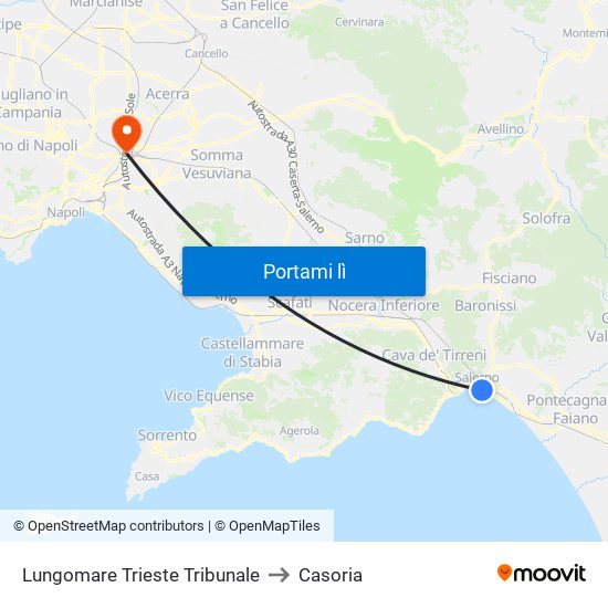 Lungomare Trieste Tribunale to Casoria map