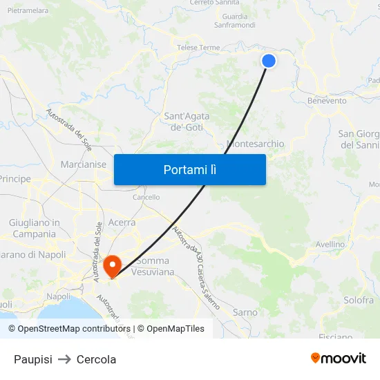 Paupisi to Cercola map