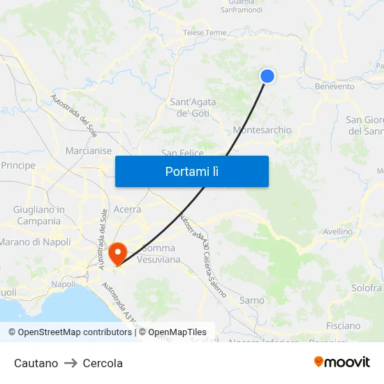 Cautano to Cercola map