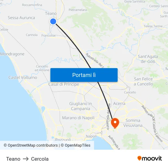 Teano to Cercola map