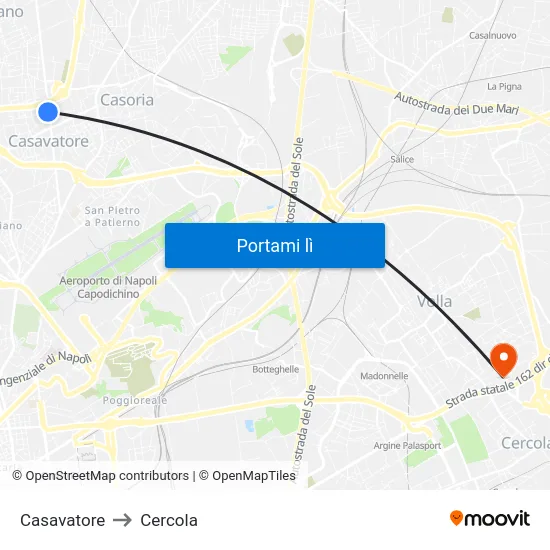 Casavatore to Cercola map