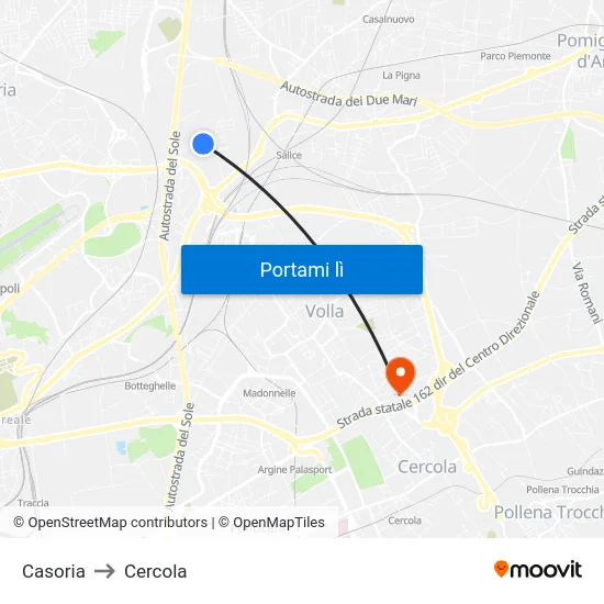 Casoria to Cercola map