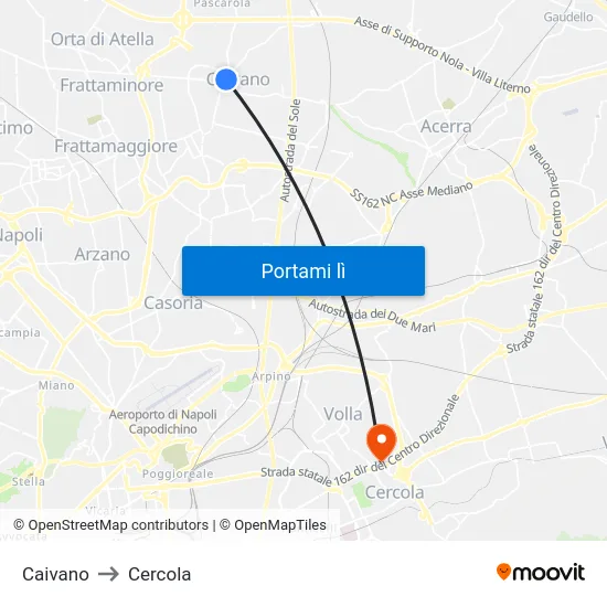 Caivano to Cercola map