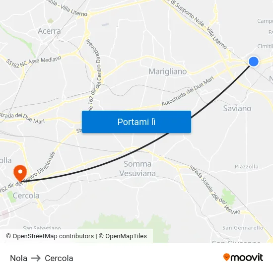 Nola to Cercola map