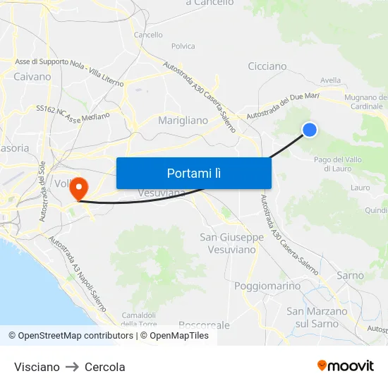 Visciano to Cercola map