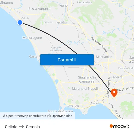 Cellole to Cercola map