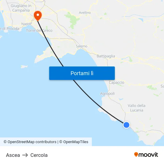 Ascea to Cercola map