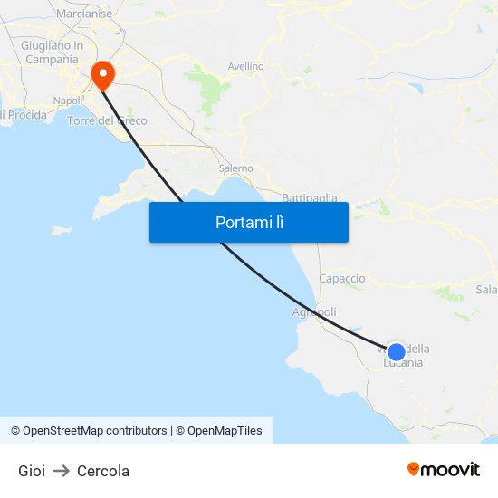 Gioi to Cercola map