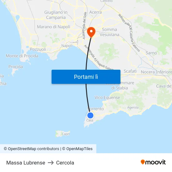 Massa Lubrense to Cercola map