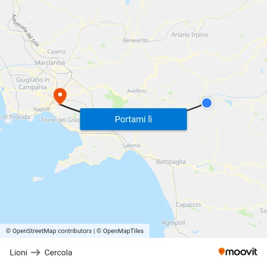 Lioni to Cercola map