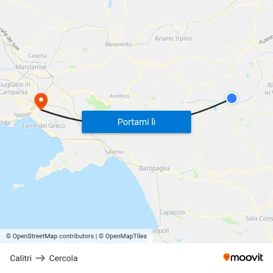 Calitri to Cercola map