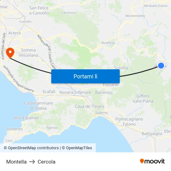 Montella to Cercola map