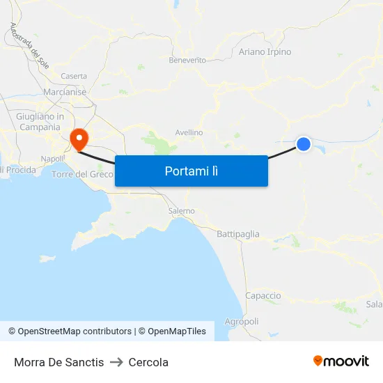 Morra De Sanctis to Cercola map