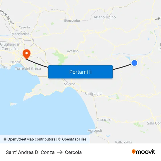 Sant' Andrea Di Conza to Cercola map
