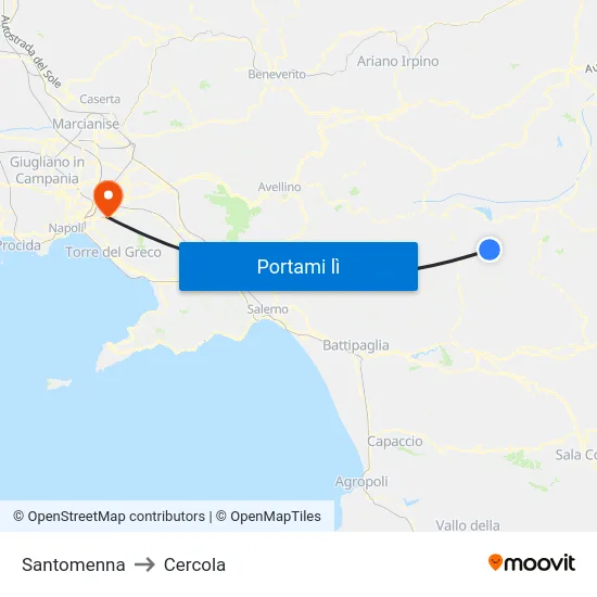 Santomenna to Cercola map
