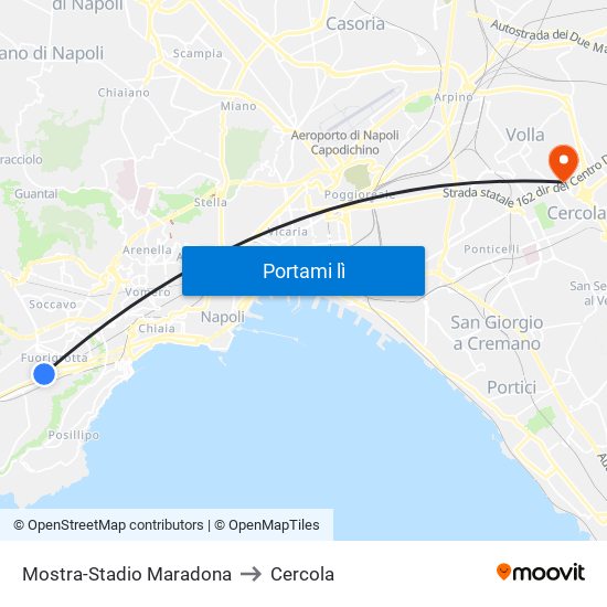 Mostra-Stadio Maradona to Cercola map