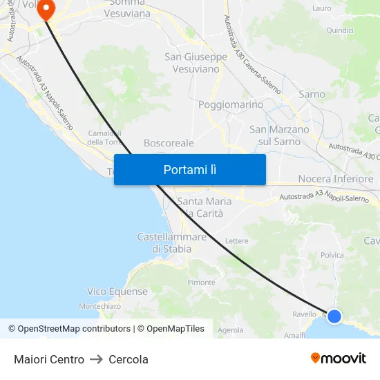 Maiori Centro to Cercola map