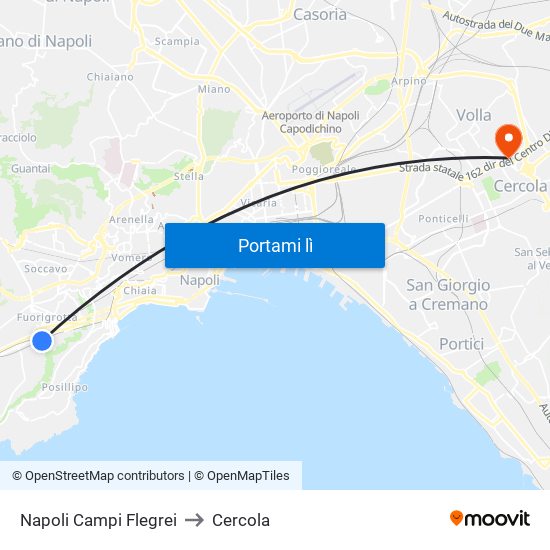 Napoli Campi Flegrei to Cercola map