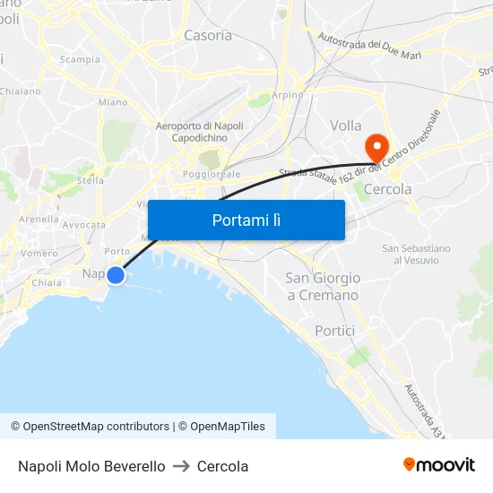 Napoli Molo Beverello to Cercola map