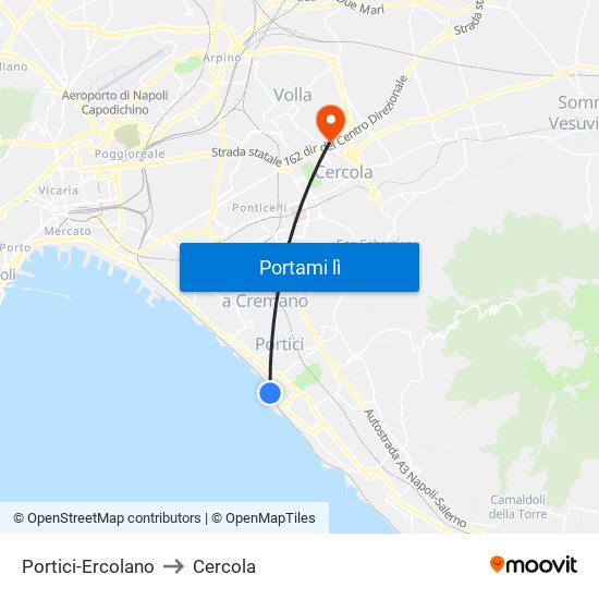 Portici-Ercolano to Cercola map