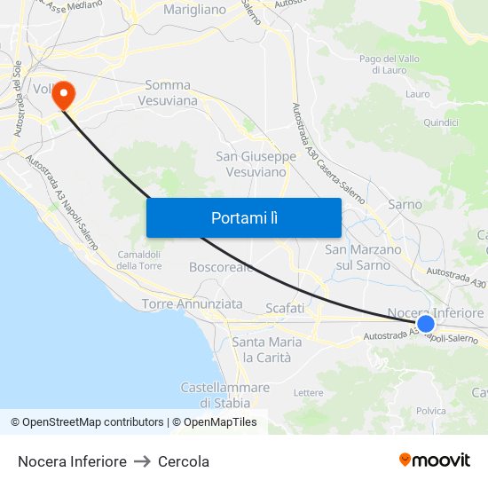 Nocera Inferiore to Cercola map