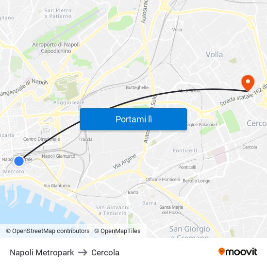 Napoli Metropark to Cercola map