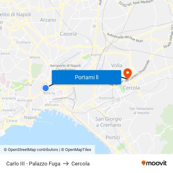 Carlo III - Palazzo Fuga to Cercola map