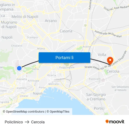 Policlinico to Cercola map