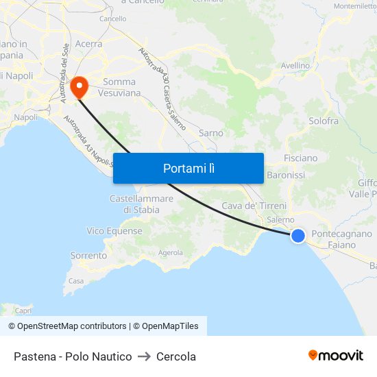 Pastena  - Polo Nautico to Cercola map