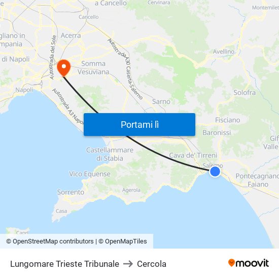 Lungomare Trieste Tribunale to Cercola map