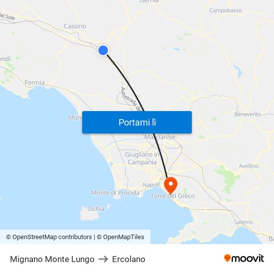 Mignano Monte Lungo to Ercolano map