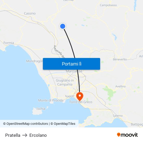 Pratella to Ercolano map