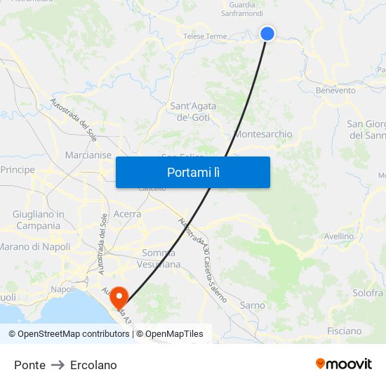 Ponte to Ercolano map
