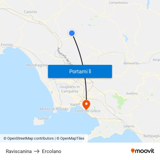 Raviscanina to Ercolano map