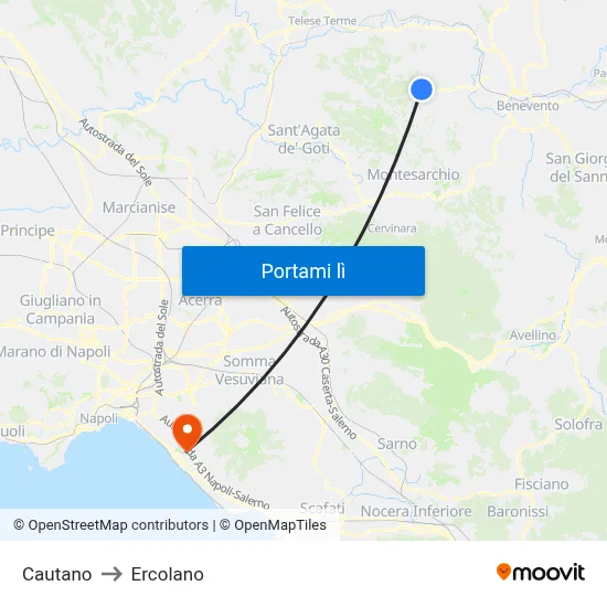 Cautano to Ercolano map