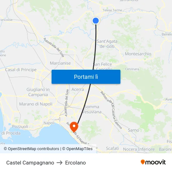 Castel Campagnano to Ercolano map