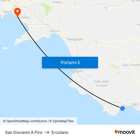San Giovanni A Piro to Ercolano map