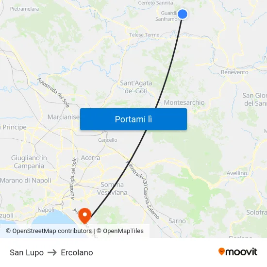 San Lupo to Ercolano map