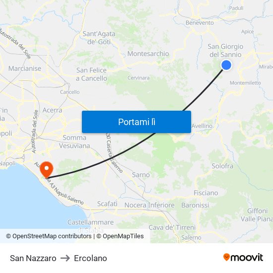 San Nazzaro to Ercolano map