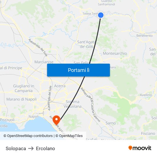 Solopaca to Ercolano map