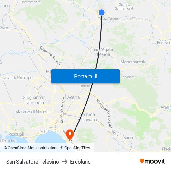 San Salvatore Telesino to Ercolano map